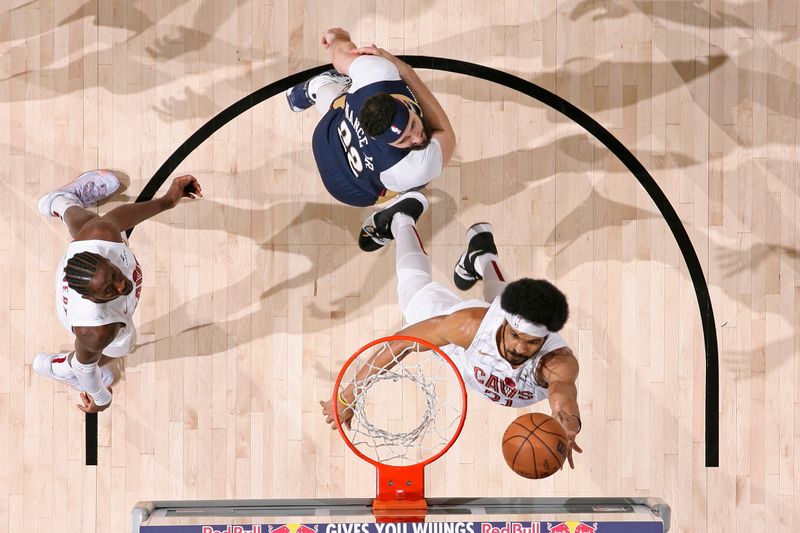 NEW ORLEANS, LA - MARCH 13: Jarrett Allen #31 of the Cleveland Cavaliers drives to the basket during the game against the New Orleans Pelicans on March 13, 2024 at the Smoothie King Center in New Orleans, Louisiana. NOTE TO USER: User expressly acknowledges and agrees that, by downloading and or using this Photograph, user is consenting to the terms and conditions of the Getty Images License Agreement. Mandatory Copyright Notice: Copyright 2024 NBAE (Photo by Layne Murdoch Jr./NBAE via Getty Images)