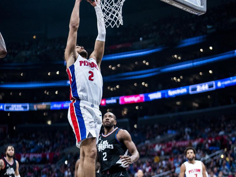 LOS ANGELES, CA - FEBRUARY 10:  Cade Cunningham #2 of the Detroit Pistons goes to the basket during the game on February 10, 2024 at Crypto.Com Arena in Los Angeles, California. NOTE TO USER: User expressly acknowledges and agrees that, by downloading and/or using this Photograph, user is consenting to the terms and conditions of the Getty Images License Agreement. Mandatory Copyright Notice: Copyright 2024 NBAE (Photo by Tyler Ross/NBAE via Getty Images)