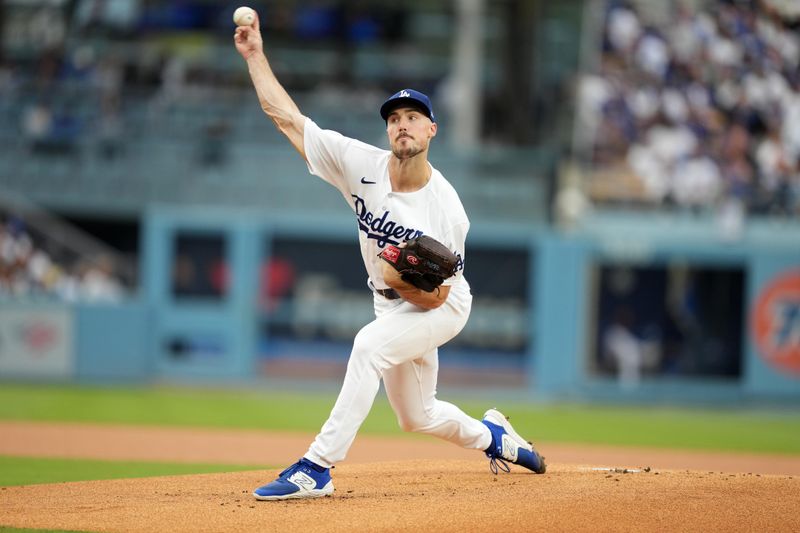 Jun 15, 2023; Los Angeles, California, USA; Los Angeles Dodgers starting pitcher Michael Grove (78) throws in the first inning against the Chicago White Sox at Dodger Stadium. Mandatory Credit: Kirby Lee-USA TODAY Sports