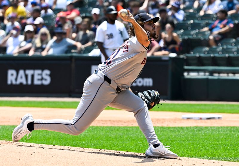 Jun 20, 2024; Chicago, Illinois, USA;  Houston Astros pitcher Spencer Arrighetti (41) delivers against the Chicago White Sox during the first inning at Guaranteed Rate Field. Mandatory Credit: Matt Marton-USA TODAY Sports