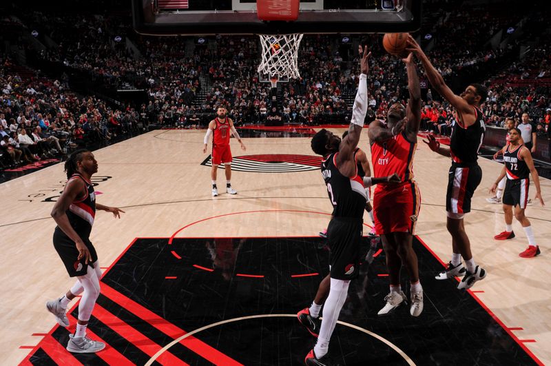 PORTLAND, OR - APRIL 9: Zion Williamson #1 of the New Orleans Pelicans drives to the basket during the game against the Portland Trail Blazers on April 9, 2024 at the Moda Center Arena in Portland, Oregon. NOTE TO USER: User expressly acknowledges and agrees that, by downloading and or using this photograph, user is consenting to the terms and conditions of the Getty Images License Agreement. Mandatory Copyright Notice: Copyright 2024 NBAE (Photo by Cameron Browne/NBAE via Getty Images)