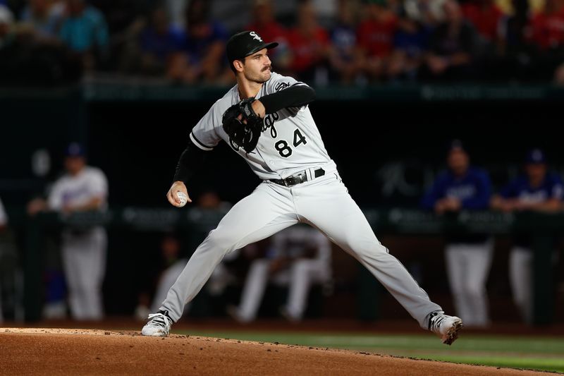 Aug 2, 2023; Arlington, Texas, USA; Chicago White Sox starting pitcher Dylan Cease (84) throws during the first inning against the Texas Rangers at Globe Life Field. Mandatory Credit: Andrew Dieb-USA TODAY Sports