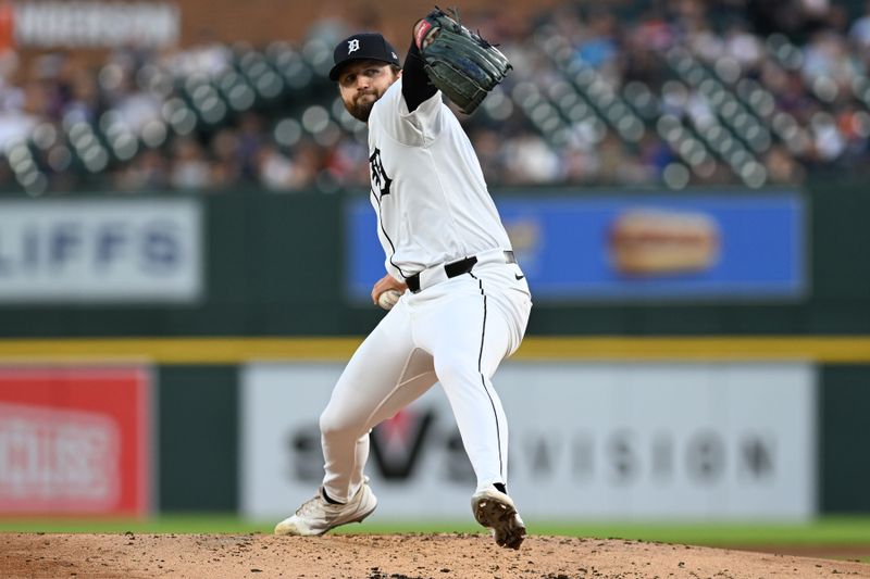 Sep 11, 2024; Detroit, Michigan, USA; Detroit Tigers starting pitcher Casey Mize (12) throws a pitch against the Colorado Rockies in the second inning at Comerica Park. Mandatory Credit: Lon Horwedel-Imagn Images