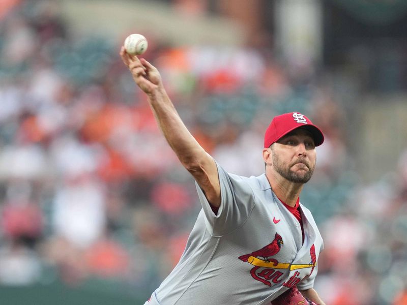 Sep 12, 2023; Baltimore, Maryland, USA; St. Louis Cardinals pitcher Adam Wainwright (50) delivers in the first inning against the Baltimore Orioles at Oriole Park at Camden Yards. Mandatory Credit: Mitch Stringer-USA TODAY Sports