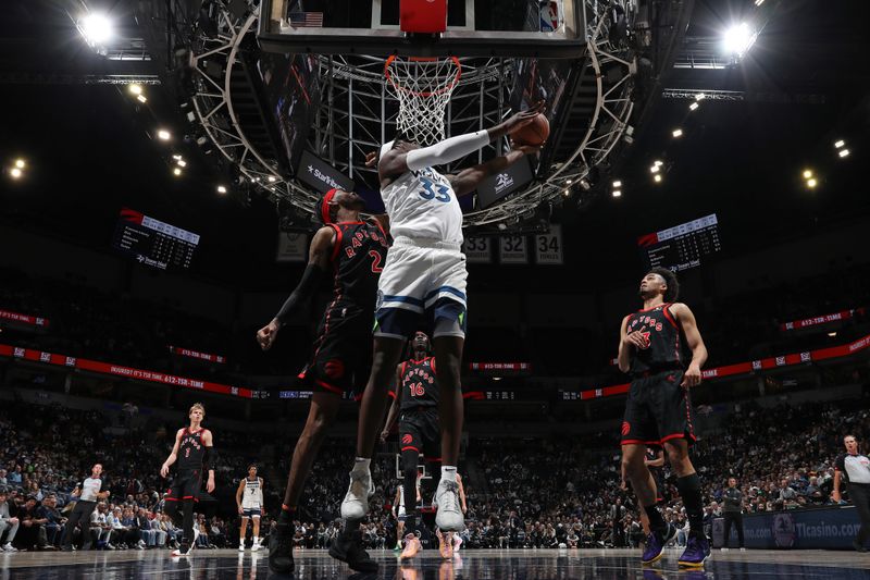 MINNEAPOLIS, MN -  APRIL 3:  Leonard Miller #33 of the Minnesota Timberwolves shoots the ball during the game against the Toronto Raptors on April 3, 2024 at Target Center in Minneapolis, Minnesota. NOTE TO USER: User expressly acknowledges and agrees that, by downloading and or using this Photograph, user is consenting to the terms and conditions of the Getty Images License Agreement. Mandatory Copyright Notice: Copyright 2024 NBAE (Photo by Jordan Johnson/NBAE via Getty Images)