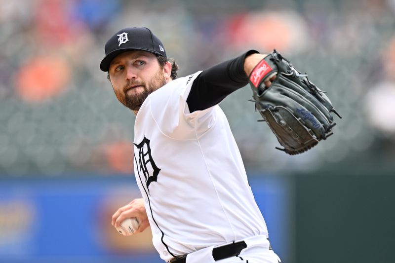 Jun 13, 2024; Detroit, Michigan, USA;  Detroit Tigers starting pitcher Casey Mize (12) throws a pitch against the Washington Nationals in the second inning at Comerica Park. Mandatory Credit: Lon Horwedel-USA TODAY Sports
