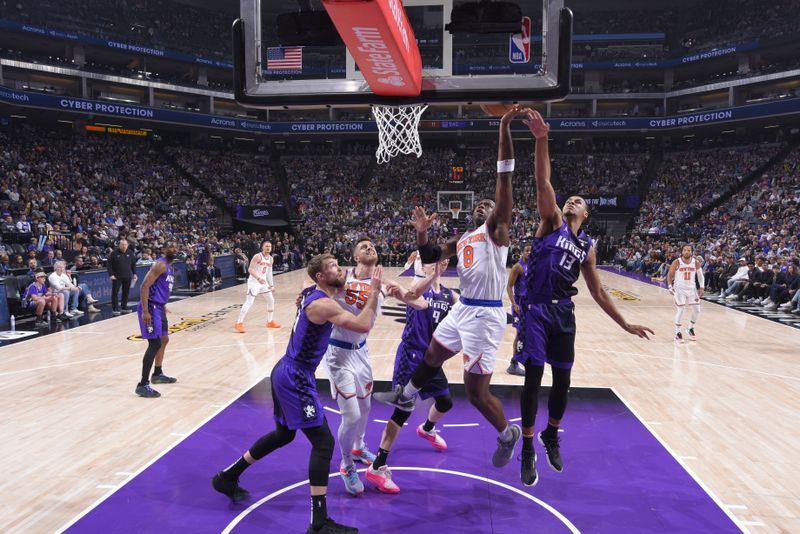 SACRAMENTO, CA - MARCH 16: OG Anunoby #8 of the New York Knicks drives to the basket during the game against the Sacramento Kings on March 16, 2024 at Golden 1 Center in Sacramento, California. NOTE TO USER: User expressly acknowledges and agrees that, by downloading and or using this Photograph, user is consenting to the terms and conditions of the Getty Images License Agreement. Mandatory Copyright Notice: Copyright 2024 NBAE (Photo by Rocky Widner/NBAE via Getty Images)