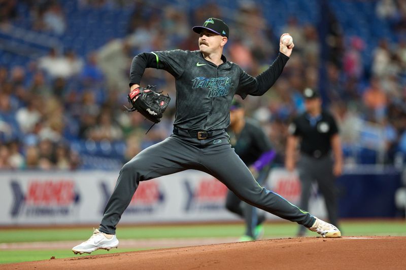 May 6, 2024; St. Petersburg, Florida, USA;  Tampa Bay Rays pitcher Tyler Alexander (14) throws a pitch against the Chicago White Sox in the first inning at Tropicana Field. Mandatory Credit: Nathan Ray Seebeck-USA TODAY Sports