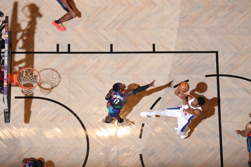 BROOKLYN, NY - APRIL 6: Jaden Ivey #23 of the Detroit Pistons shoots the ball during the game against the Brooklyn Nets on April 6, 2024 at Barclays Center in Brooklyn, New York. NOTE TO USER: User expressly acknowledges and agrees that, by downloading and or using this Photograph, user is consenting to the terms and conditions of the Getty Images License Agreement. Mandatory Copyright Notice: Copyright 2024 NBAE (Photo by Nathaniel S. Butler/NBAE via Getty Images)