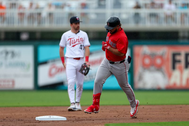 Mar 6, 2024; Fort Myers, Florida, USA;  Boston Red Sox right fielder Wilyer Abreu (52) runs the bases after hitting a solo home run against the Minnesota Twins in the second inning at Hammond Stadium. Mandatory Credit: Nathan Ray Seebeck-USA TODAY Sports