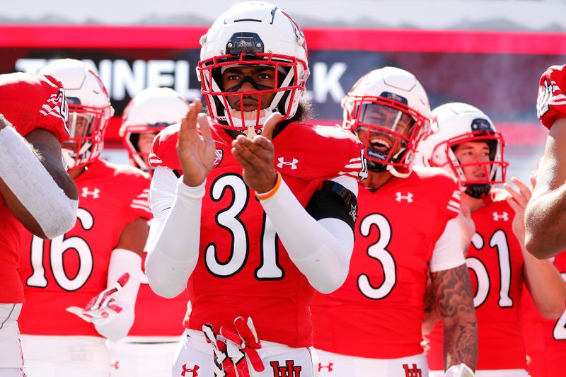 Sep 25, 2021; Salt Lake City, Utah, USA; The Utah Utes walk on the field prior to their game against the Washington State Cougars at Rice-Eccles Stadium. Mandatory Credit: Jeffrey Swinger-USA TODAY Sports