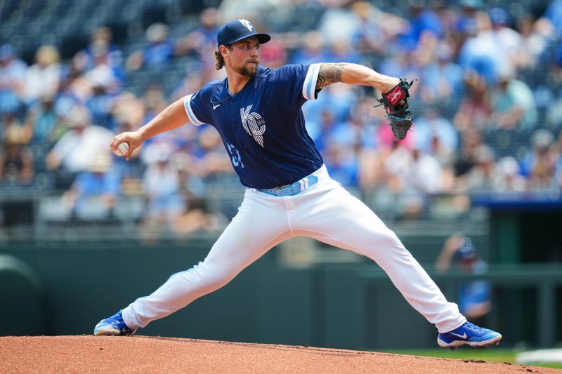 Jul 15, 2023; Kansas City, Missouri, USA; Kansas City Royals starting pitcher Alec Marsh (67) pitches during the first inning against the Tampa Bay Rays at Kauffman Stadium. Mandatory Credit: Jay Biggerstaff-USA TODAY Sports