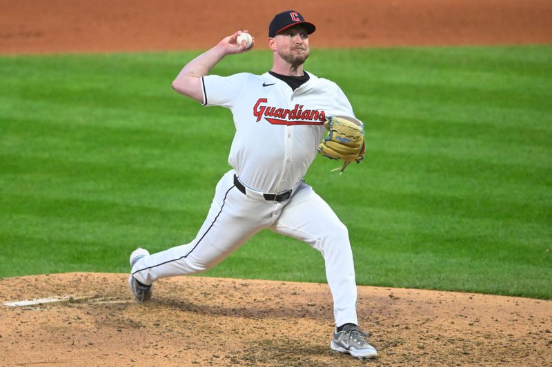 Apr 13, 2024; Cleveland, Ohio, USA; Cleveland Guardians relief pitcher Cade Smith (47) delivers a pitch in the seventh inning against the New York Yankees at Progressive Field. Mandatory Credit: David Richard-USA TODAY Sports