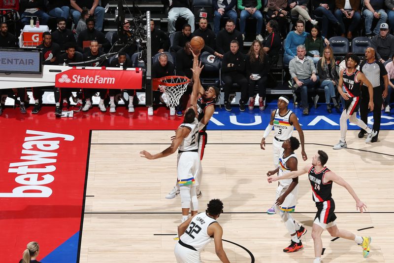 MINNEAPOLIS, MN -  APRIL 2: Trendon Watford #2 of the Portland Trail Blazers shoots the ball during the game against the Minnesota Timberwolves on April 2, 2023 at Target Center in Minneapolis, Minnesota. NOTE TO USER: User expressly acknowledges and agrees that, by downloading and or using this Photograph, user is consenting to the terms and conditions of the Getty Images License Agreement. Mandatory Copyright Notice: Copyright 2023 NBAE (Photo by David Sherman/NBAE via Getty Images)