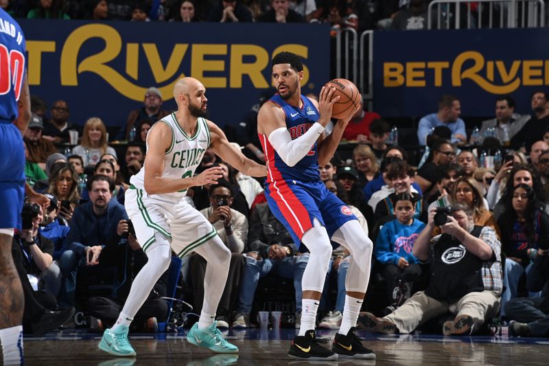 DETROIT, MI - FEBRUARY 26: Tobias Harris #12 of the Detroit Pistons handles the ball during the game against the Boston Celtics on February 26, 2025 at Little Caesars Arena in Detroit, Michigan. NOTE TO USER: User expressly acknowledges and agrees that, by downloading and/or using this photograph, User is consenting to the terms and conditions of the Getty Images License Agreement. Mandatory Copyright Notice: Copyright 2025 NBAE (Photo by Chris Schwegler/NBAE via Getty Images)