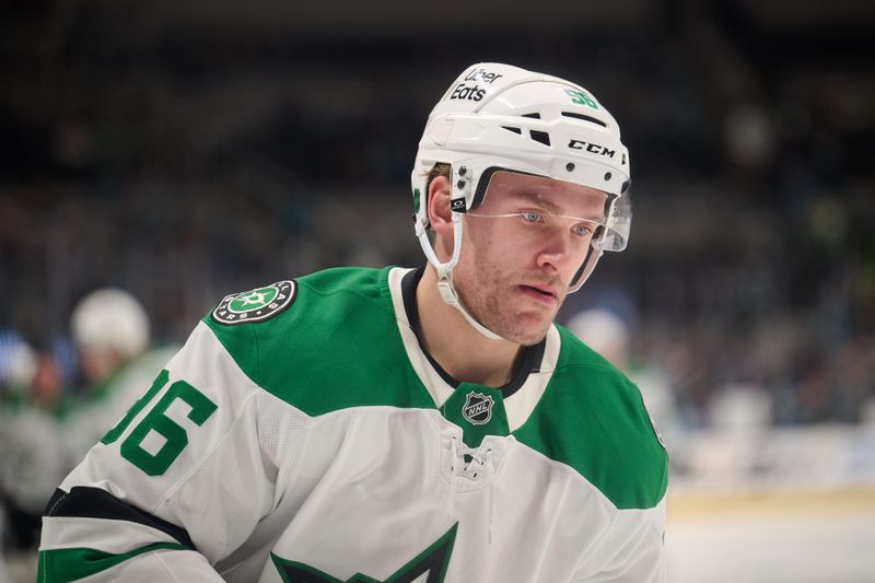 Jan 10, 2026; San Jose, California, USA; Dallas Stars right wing Mikko Rantanen (96) warms up before the game against the San Jose Sharks at SAP Center at San Jose. Mandatory Credit: Robert Edwards-Imagn Images