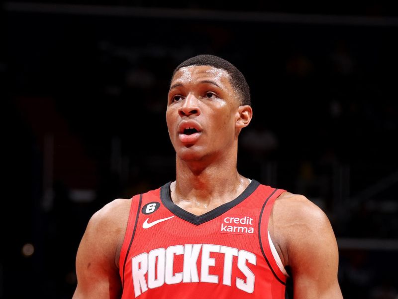 WASHINGTON, DC -? APRIL 9: Jabari Smith Jr. #1 of the Houston Rockets prepares to shoot a free throw against the Washington Wizards  on April 9, 2023 at Capital One Arena in Washington, DC. NOTE TO USER: User expressly acknowledges and agrees that, by downloading and or using this Photograph, user is consenting to the terms and conditions of the Getty Images License Agreement. Mandatory Copyright Notice: Copyright 2023 NBAE (Photo by Stephen Gosling/NBAE via Getty Images)