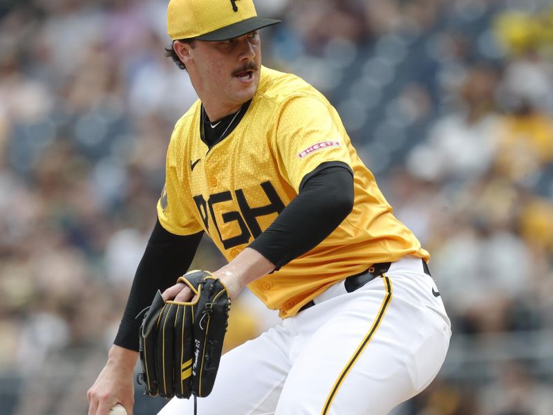 Jun 23, 2024; Pittsburgh, Pennsylvania, USA;  Pittsburgh Pirates starting pitcher Paul Skenes (30) delivers a pitch against the Tampa Bay Rays during the first inning at PNC Park. Mandatory Credit: Charles LeClaire-USA TODAY Sports