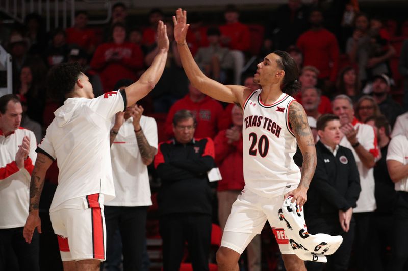 Nov 14, 2022; Lubbock, Texas, USA;  Texas Tech Red Raiders guard Jaylon Tyson (20) is introduced before a game against the Louisiana Tech Bulldogs at United Supermarkets Arena. Mandatory Credit: Michael C. Johnson-USA TODAY Sports