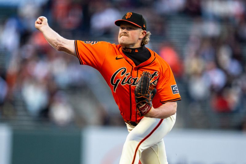 May 10, 2024; San Francisco, California, USA; San Francisco Giants starting pitcher Logan Webb (62) delivers a pitch against the Cincinnati Reds during the first inning at Oracle Park. Mandatory Credit: Neville E. Guard-USA TODAY Sports