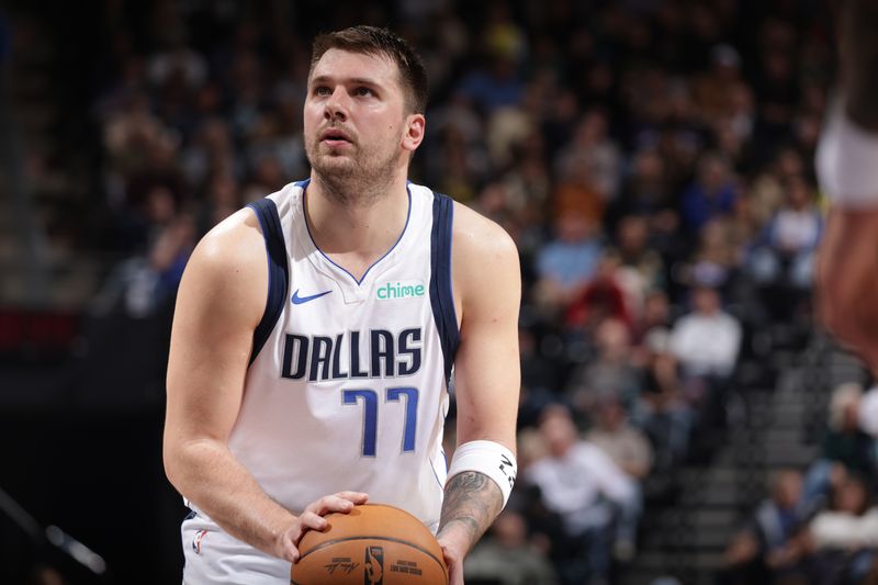 SALT LAKE CITY, UT - NOVEMBER 14: Luka Doncic #77 of the Dallas Mavericks shoots a free throw during the game against the Utah Jazz on November 14, 2024 at Delta Center in Salt Lake City, Utah. NOTE TO USER: User expressly acknowledges and agrees that, by downloading and or using this Photograph, User is consenting to the terms and conditions of the Getty Images License Agreement. Mandatory Copyright Notice: Copyright 2024 NBAE (Photo by Melissa Majchrzak/NBAE via Getty Images)