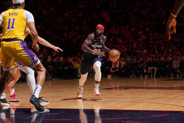 PHILADELPHIA, PA - NOVEMBER 27: Patrick Beverley #22 of the Philadelphia 76ers dribbles the ball during the game against the Los Angeles Lakers on November 27, 2023 at the Wells Fargo Center in Philadelphia, Pennsylvania NOTE TO USER: User expressly acknowledges and agrees that, by downloading and/or using this Photograph, user is consenting to the terms and conditions of the Getty Images License Agreement. Mandatory Copyright Notice: Copyright 2023 NBAE (Photo by Jesse D. Garrabrant/NBAE via Getty Images)