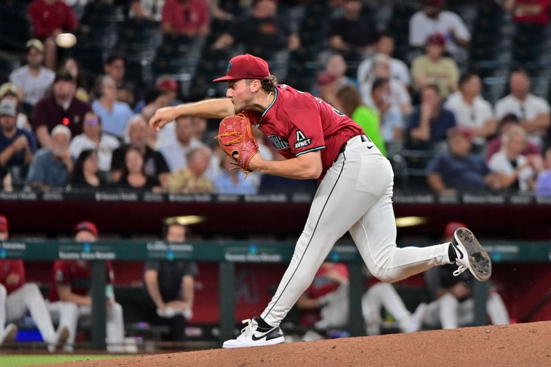 May 15, 2024; Phoenix, Arizona, USA;  Arizona Diamondbacks pitcher Brandon Pfaadt (32) throws in the seventh inning against the Cincinnati Reds at Chase Field. Mandatory Credit: Matt Kartozian-USA TODAY Sports