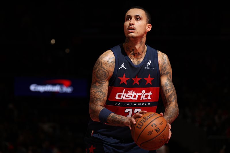 WASHINGTON, DC -? NOVEMBER 26: Kyle Kuzma #33 of the Washington Wizards shoots a free throw during the game against the Chicago Bulls during the Emirates NBA Cup game on November 26, 2024 at Capital One Arena in Washington, DC. NOTE TO USER: User expressly acknowledges and agrees that, by downloading and or using this Photograph, user is consenting to the terms and conditions of the Getty Images License Agreement. Mandatory Copyright Notice: Copyright 2024 NBAE (Photo by Stephen Gosling/NBAE via Getty Images)