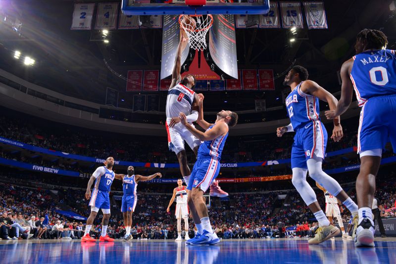 PHILADELPHIA, PA - NOVEMBER 2: Rui Hachimura #8 of the Washington Wizards shoots the ball during the game against the Philadelphia 76ers on November 2, 2022 at the Wells Fargo Center in Philadelphia, Pennsylvania NOTE TO USER: User expressly acknowledges and agrees that, by downloading and/or using this Photograph, user is consenting to the terms and conditions of the Getty Images License Agreement. Mandatory Copyright Notice: Copyright 2022 NBAE (Photo by Jesse D. Garrabrant/NBAE via Getty Images)