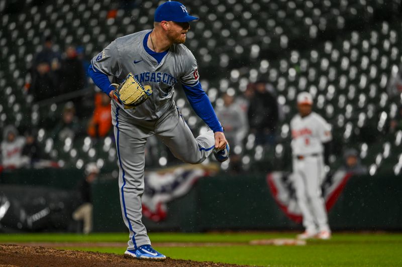 Apr 2, 2024; Baltimore, Maryland, USA;  Kansas City Royals relief pitcher Will Smith (31) delivers a ninth inning pitch against the Baltimore Orioles at Oriole Park at Camden Yards. Mandatory Credit: Tommy Gilligan-USA TODAY Sports