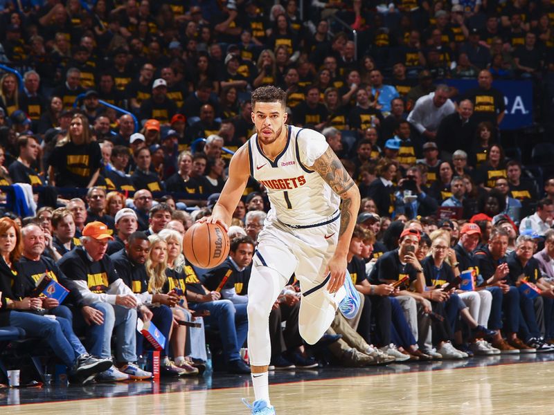 OKLAHOMA CITY, OK - MAY 7: Michael Porter Jr. #1 of the Denver Nuggets dribbles the ball during Round 2, Game 2 of the 2025 NBA Playoffs against the Oklahoma City Thunder on May 7, 2025 at Paycom Center in Oklahoma City, Oklahoma. NOTE TO USER: User expressly acknowledges and agrees that, by downloading and or using this photograph, User is consenting to the terms and conditions of the Getty Images License Agreement. Mandatory Copyright Notice: Copyright 2024 NBAE (Photo by Zach Beeker/NBAE via Getty Images)
