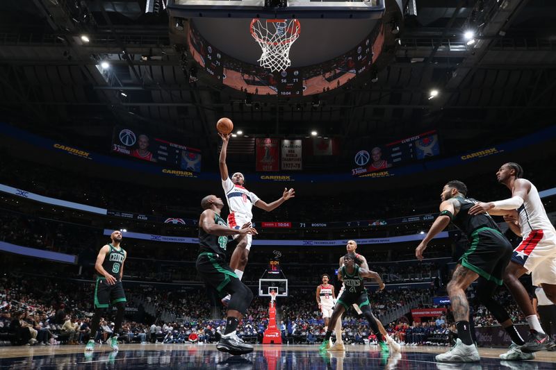 WASHINGTON, DC -? OCTOBER 24: Bilal Coulibaly #0 of the Washington Wizards shoots the ball during the game against the Boston Celtics on October 24, 2024 at Capital One Arena in Washington, DC. NOTE TO USER: User expressly acknowledges and agrees that, by downloading and or using this Photograph, user is consenting to the terms and conditions of the Getty Images License Agreement. Mandatory Copyright Notice: Copyright 2024 NBAE (Photo by Stephen Gosling/NBAE via Getty Images)