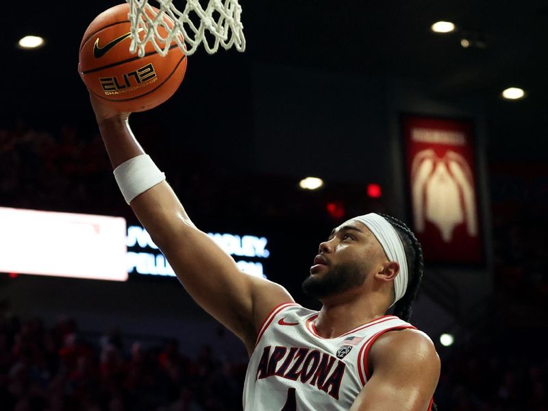 Jan 4, 2024; Tucson, Arizona, USA; Arizona Wildcats guard Kylan Boswell (4) shoots a basket against the Colorado Buffaloes during the second half at McKale Center. Mandatory Credit: Zachary BonDurant-USA TODAY Sports