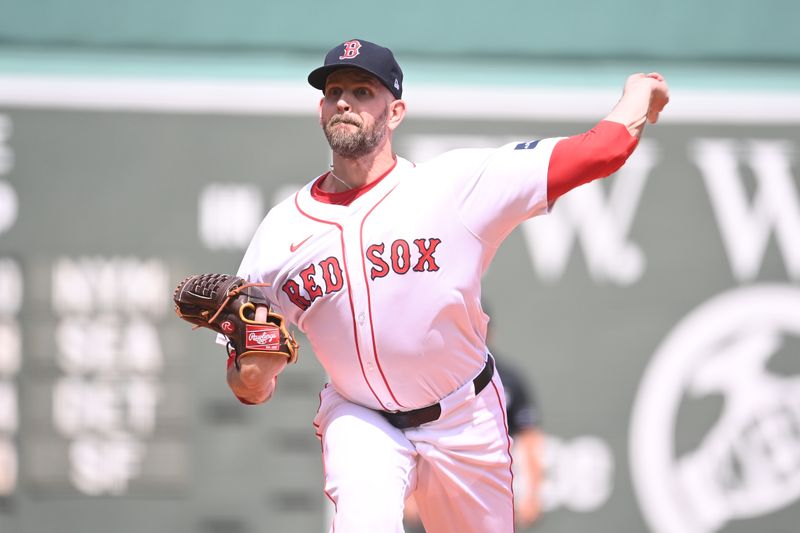 Aug 11, 2024; Boston, Massachusetts, USA; Boston Red Sox starting pitcher James Paxton (65) pitches against the Houston Astros during the first inning at Fenway Park. Mandatory Credit: Eric Canha-USA TODAY Sports