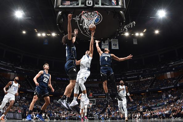 ORLANDO, FL - NOVEMBER 6: Grant Williams #3 of the Dallas Mavericks drives to the basket during the game against the Orlando Magic on November 6, 2023 at Amway Center in Orlando, Florida. NOTE TO USER: User expressly acknowledges and agrees that, by downloading and or using this photograph, User is consenting to the terms and conditions of the Getty Images License Agreement. Mandatory Copyright Notice: Copyright 2023 NBAE (Photo by Fernando Medina/NBAE via Getty Images)