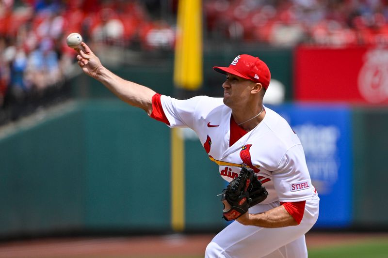 May 4, 2023; St. Louis, Missouri, USA;  St. Louis Cardinals starting pitcher Jack Flaherty (22) pitches against the Los Angeles Angels during the second inning at Busch Stadium. Mandatory Credit: Jeff Curry-USA TODAY Sports