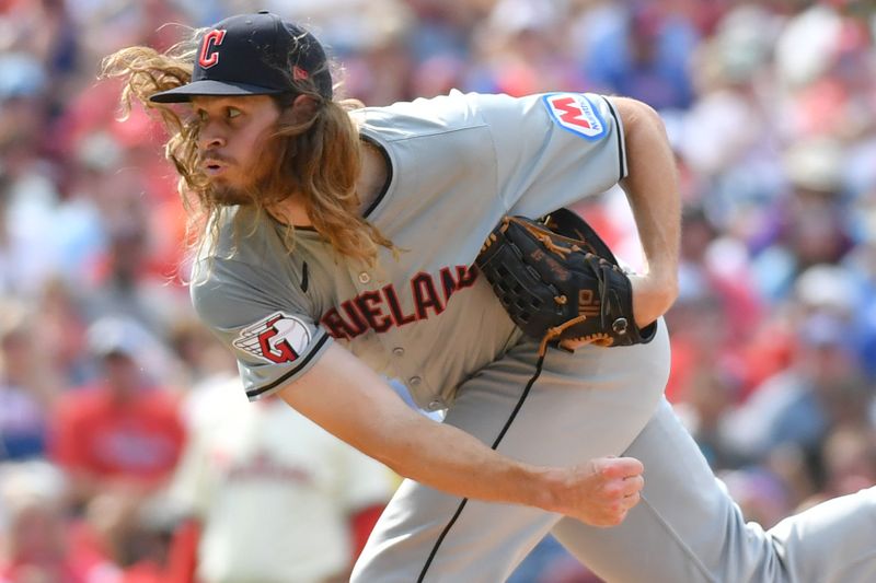 Jul 28, 2024; Philadelphia, Pennsylvania, USA; Cleveland Guardians pitcher Scott Barlow (58) ]throws a pitch against the Philadelphia Phillies during the eighth inning at Citizens Bank Park. Mandatory Credit: Eric Hartline-USA TODAY Sports