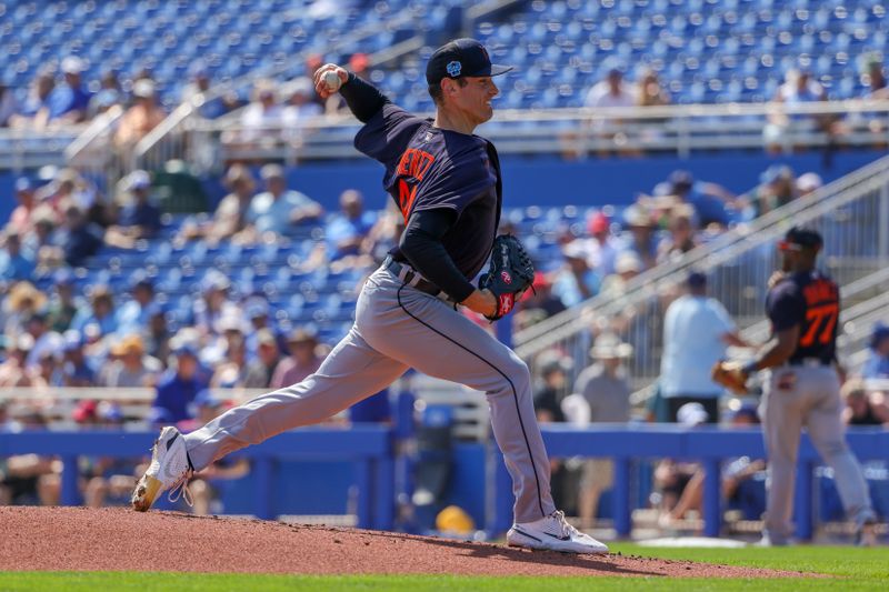 Feb 28, 2023; Dunedin, Florida, USA; Detroit Tigers starting pitcher Joey Wentz (43) throws a pitch during the first inning against the Toronto Blue Jays at TD Ballpark. Mandatory Credit: Mike Watters-USA TODAY Sports