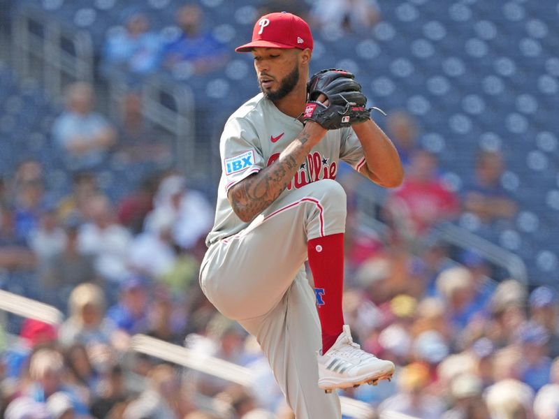 Sep 4, 2024; Toronto, Ontario, CAN; Philadelphia Phillies starting pitcher Cristopher Sanchez (61) throws a pitch against the Toronto Blue Jays during the first inning at Rogers Centre. Mandatory Credit: Nick Turchiaro-Imagn Images