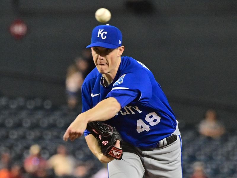 Apr 26, 2023; Phoenix, Arizona, USA; Kansas City Royals relief pitcher Ryan Yarbrough (48) throws in the third inning against the Arizona Diamondbacks at Chase Field. Mandatory Credit: Matt Kartozian-USA TODAY Sports