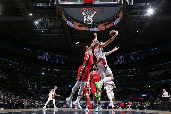 WASHINGTON, DC -? DECEMBER 13:  Deni Avdija #8 of the Washington Wizards goes to the basket during the game on December 13, 2023 at Capital One Arena in Washington, DC. NOTE TO USER: User expressly acknowledges and agrees that, by downloading and or using this Photograph, user is consenting to the terms and conditions of the Getty Images License Agreement. Mandatory Copyright Notice: Copyright 2023 NBAE (Photo by Stephen Gosling/NBAE via Getty Images)