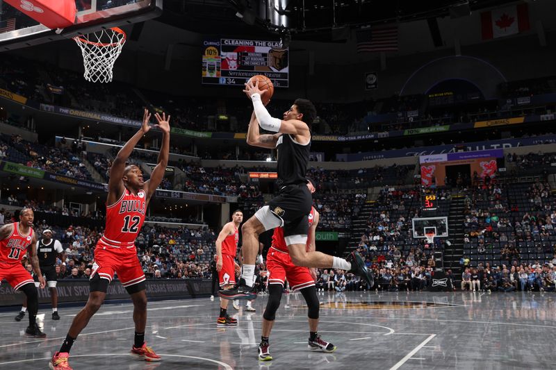 MEMPHIS, TN - FEBRUARY 8: Scottie Pippen Jr. #1 of the Memphis Grizzlies  drives to the basket during the game against the Chicago Bulls on February 8, 2024 at FedExForum in Memphis, Tennessee. NOTE TO USER: User expressly acknowledges and agrees that, by downloading and or using this photograph, User is consenting to the terms and conditions of the Getty Images License Agreement. Mandatory Copyright Notice: Copyright 2024 NBAE (Photo by Joe Murphy/NBAE via Getty Images)