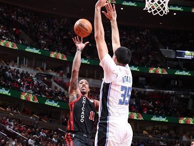 CHICAGO, IL - NOVEMBER 17:  DeMar DeRozan #11 of the Chicago Bulls drives to the basket during the In-Season Tournament game against the Orlando Magic on November 17, 2023 at United Center in Chicago, Illinois. NOTE TO USER: User expressly acknowledges and agrees that, by downloading and or using this photograph, User is consenting to the terms and conditions of the Getty Images License Agreement. Mandatory Copyright Notice: Copyright 2023 NBAE (Photo by Jeff Haynes/NBAE via Getty Images)