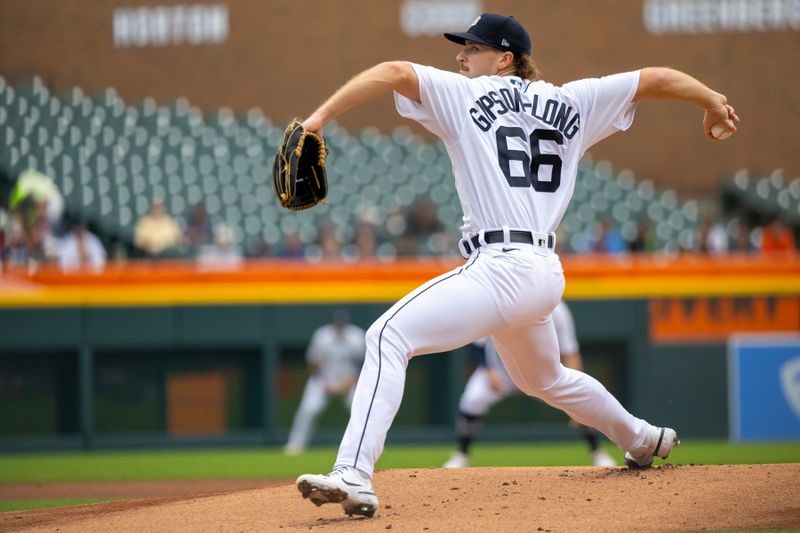 Sep 10, 2023; Detroit, Michigan, USA; Detroit Tigers starting pitcher Sawyer Gipson-Long (66) throws in the first inning against the Chicago White Sox at Comerica Park. Mandatory Credit: David Reginek-USA TODAY Sports