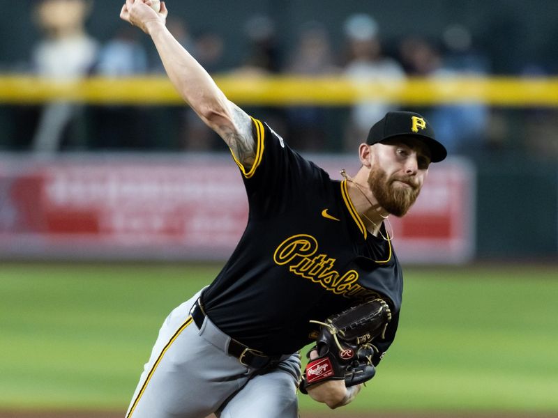 May 27, 2025; Phoenix, Arizona, USA; Pittsburgh Pirates pitcher Mike Burrows in the first inning against the Arizona Diamondbacks at Chase Field. Mandatory Credit: Mark J. Rebilas-Imagn Images