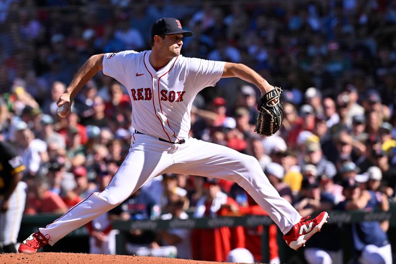 Aug 31, 2025; Boston, Massachusetts, USA; Boston Red Sox relief pitcher Garrett Whitlock (22) pitches against the Pittsburgh Pirates during the eighth inning at Fenway Park. Mandatory Credit: Eric Canha-Imagn Images