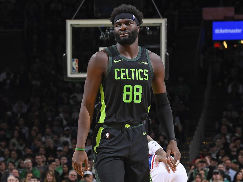 BOSTON, MA - MARCH 6: Neemias Queta #88 of the Boston Celtics looks on during the game against the Philadelphia 76ers on March 6, 2025 at TD Garden in Boston, Massachusetts. NOTE TO USER: User expressly acknowledges and agrees that, by downloading and/or using this Photograph, user is consenting to the terms and conditions of the Getty Images License Agreement. Mandatory Copyright Notice: Copyright 2025 NBAE (Photo by Brian Babineau/NBAE via Getty Images)