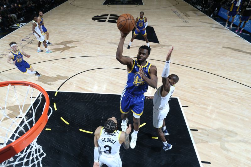 SALT LAKE CITY, UT - FEBRUARY 15: Andrew Wiggins #22 of the Golden State Warriors shoots the ball during the game against the Utah Jazz on February 15, 2024 at Delta Center in Salt Lake City, Utah. NOTE TO USER: User expressly acknowledges and agrees that, by downloading and or using this Photograph, User is consenting to the terms and conditions of the Getty Images License Agreement. Mandatory Copyright Notice: Copyright 2024 NBAE (Photo by Melissa Majchrzak/NBAE via Getty Images)