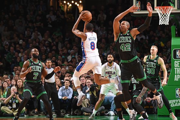 BOSTON, MA - DECEMBER 1: De'Anthony Melton #8 of the Philadelphia 76ers passes the ball during the game against the Boston Celtics on December 1, 2023 at the TD Garden in Boston, Massachusetts. NOTE TO USER: User expressly acknowledges and agrees that, by downloading and or using this photograph, User is consenting to the terms and conditions of the Getty Images License Agreement. Mandatory Copyright Notice: Copyright 2023 NBAE  (Photo by Brian Babineau/NBAE via Getty Images)