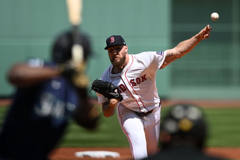 Apr 24, 2025; Boston, Massachusetts, USA; Boston Red Sox starting pitcher Garrett Crochet (35) pitches against the Seattle Mariners during the first inning at Fenway Park. Mandatory Credit: Brian Fluharty-Imagn Images
